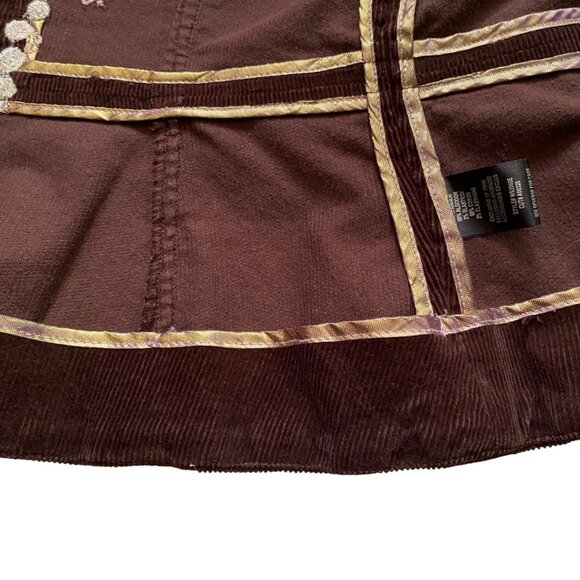 Y2K corduroy floral embroidered dark brown True Meaning blazer jacket - Picture 14 of 16